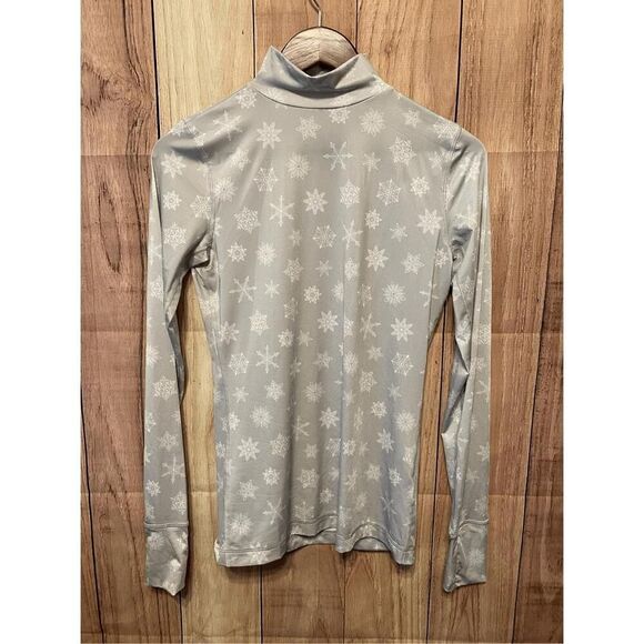 Lands End XS grey snowflake active wear top long sleeve turtle neck - Picture 1 of 5